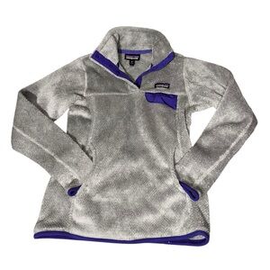 Patagonia Snap-T Synchilla Jacket Womens XS‎ Pullover Fleece Gray Purple